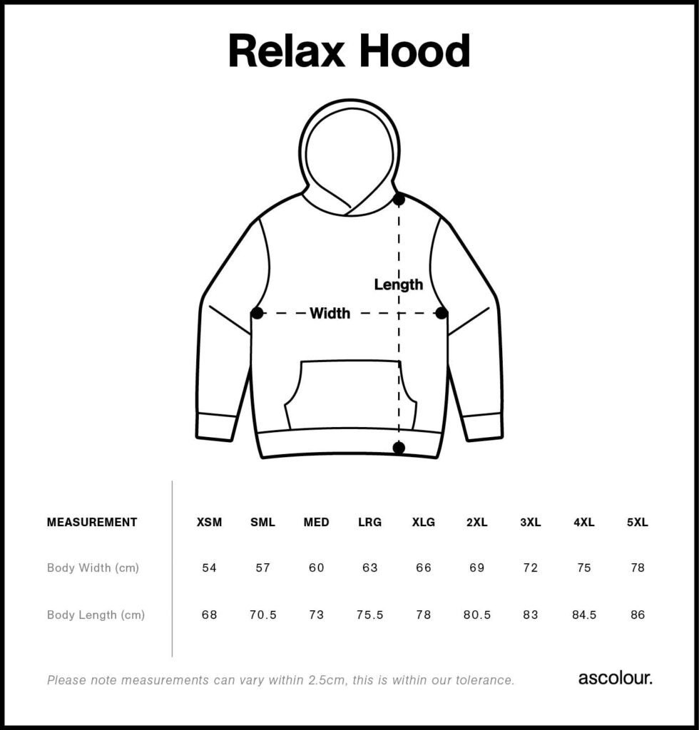 AS Colour Relax Hood size guide chart